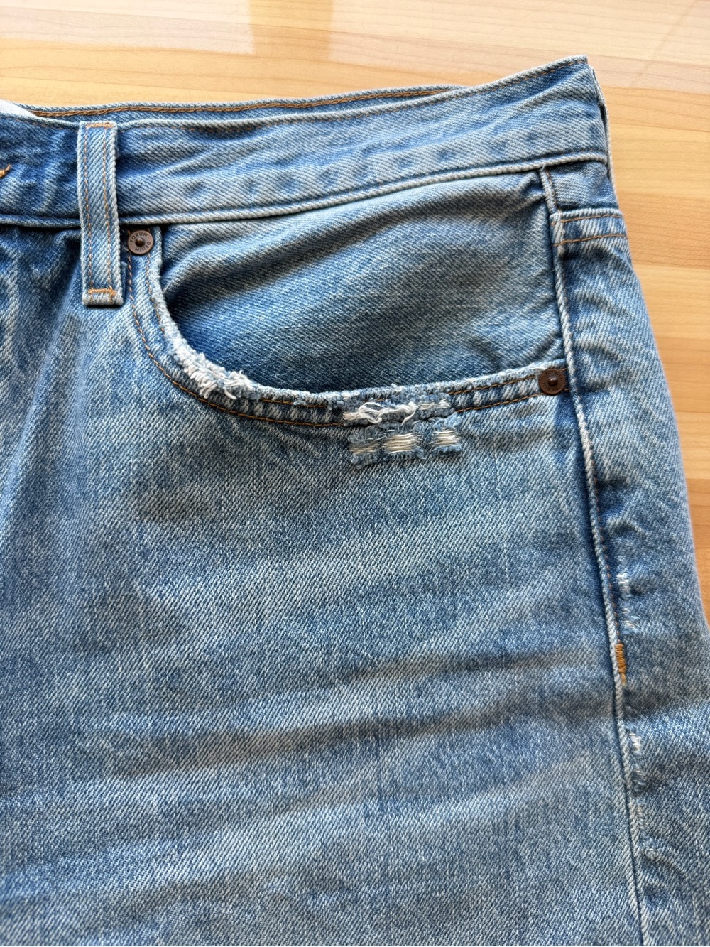 Denim Forum Ex Boyfriend High-Rise Distressed Jean Shorts- light blue - Picture 6 of 14